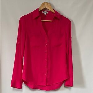 Express The Portofino Shirt bright pink button down shirt long sleeve Sz XS